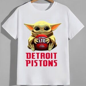 Pistons Star Wars Baby Yoda Shirt NBA Basketball Detroit Funny Crossover Tee  89